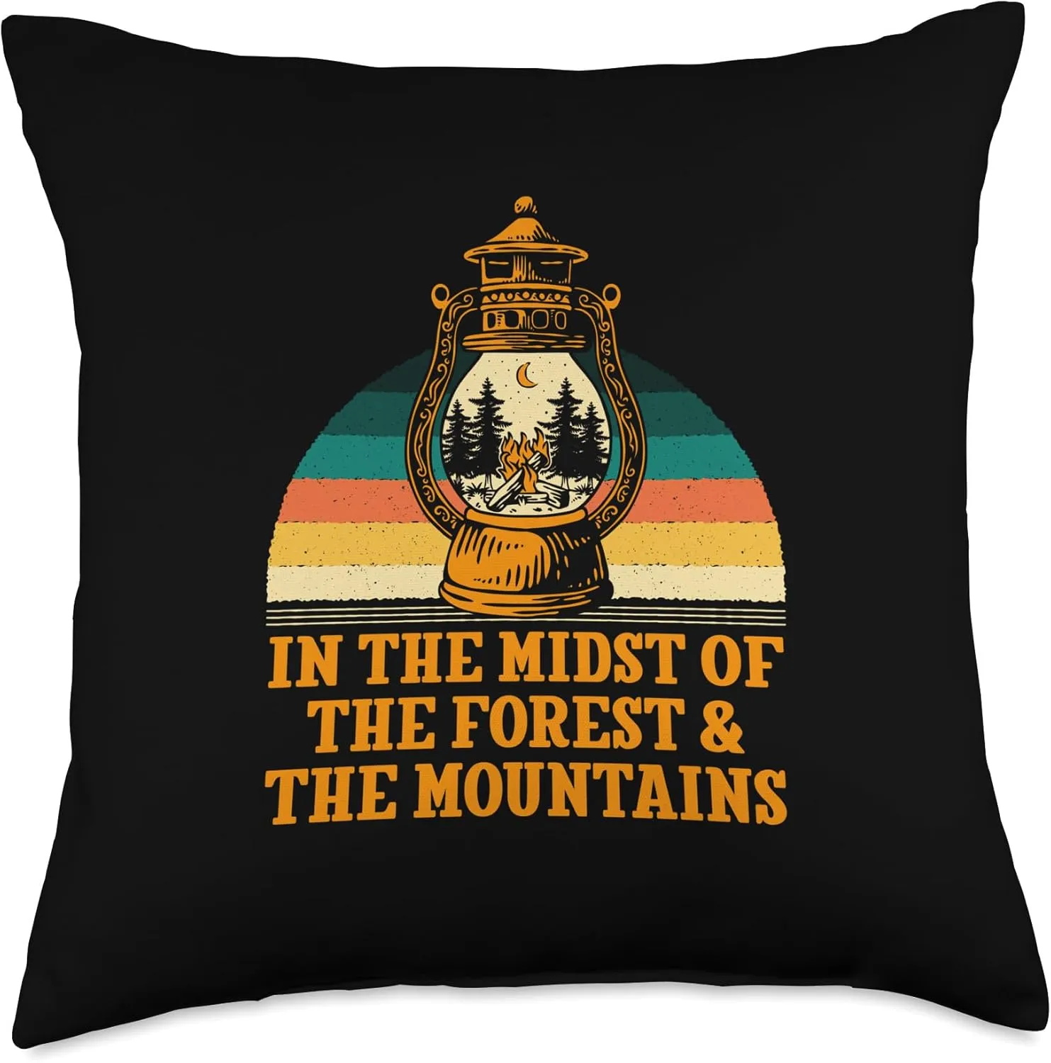Forest and Mountains Camping Hiking Camper Hiker Wildlife Throw Pillow, 18x18, Multicolor