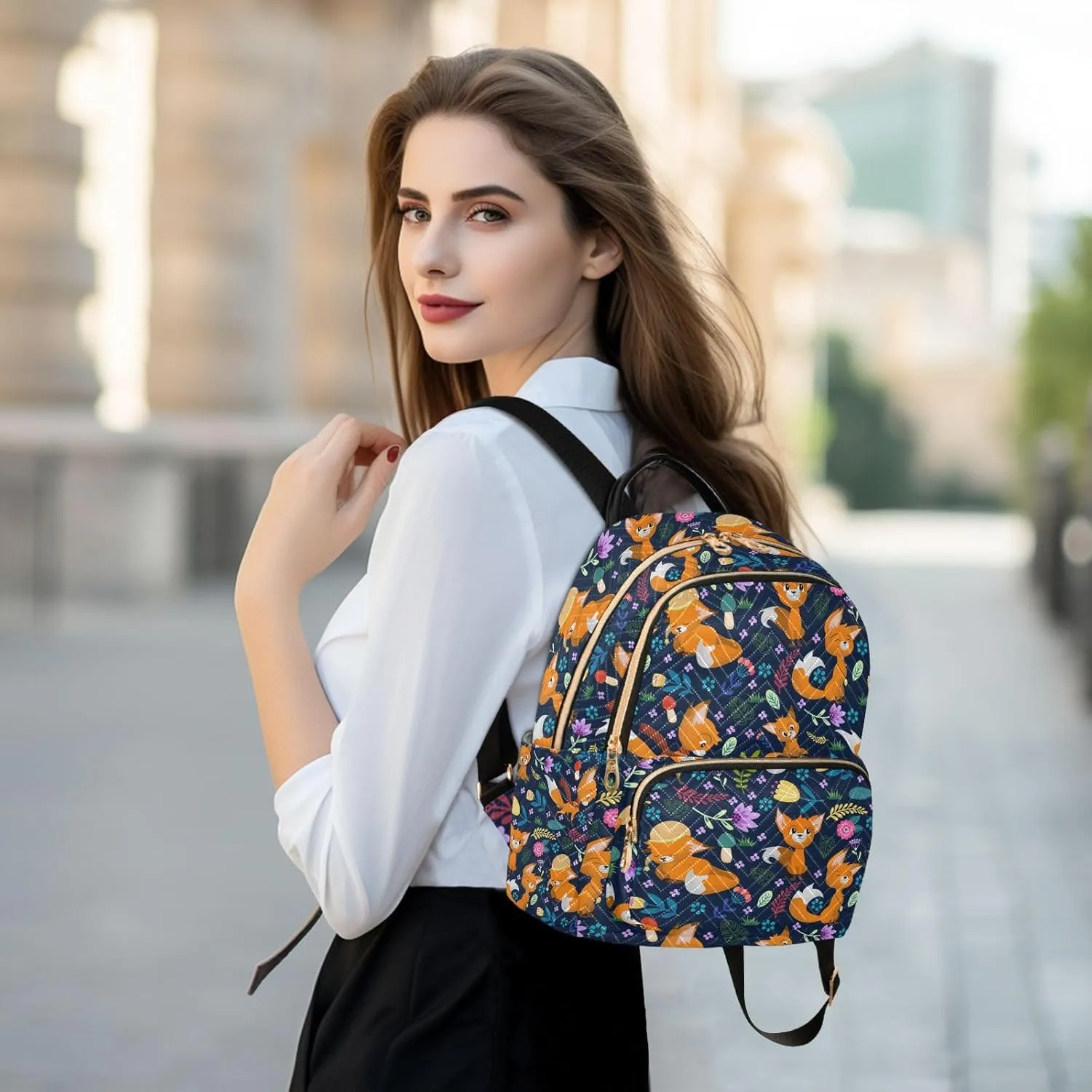 Fox Mini Backpack for Women, Travel Backpack Purse Daypack Shoulder Bag for Ladies