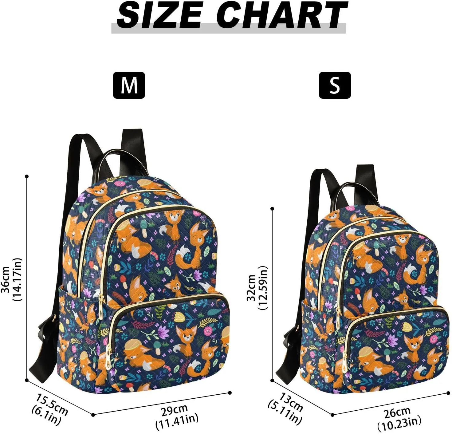 Fox Mini Backpack for Women, Travel Backpack Purse Daypack Shoulder Bag for Ladies