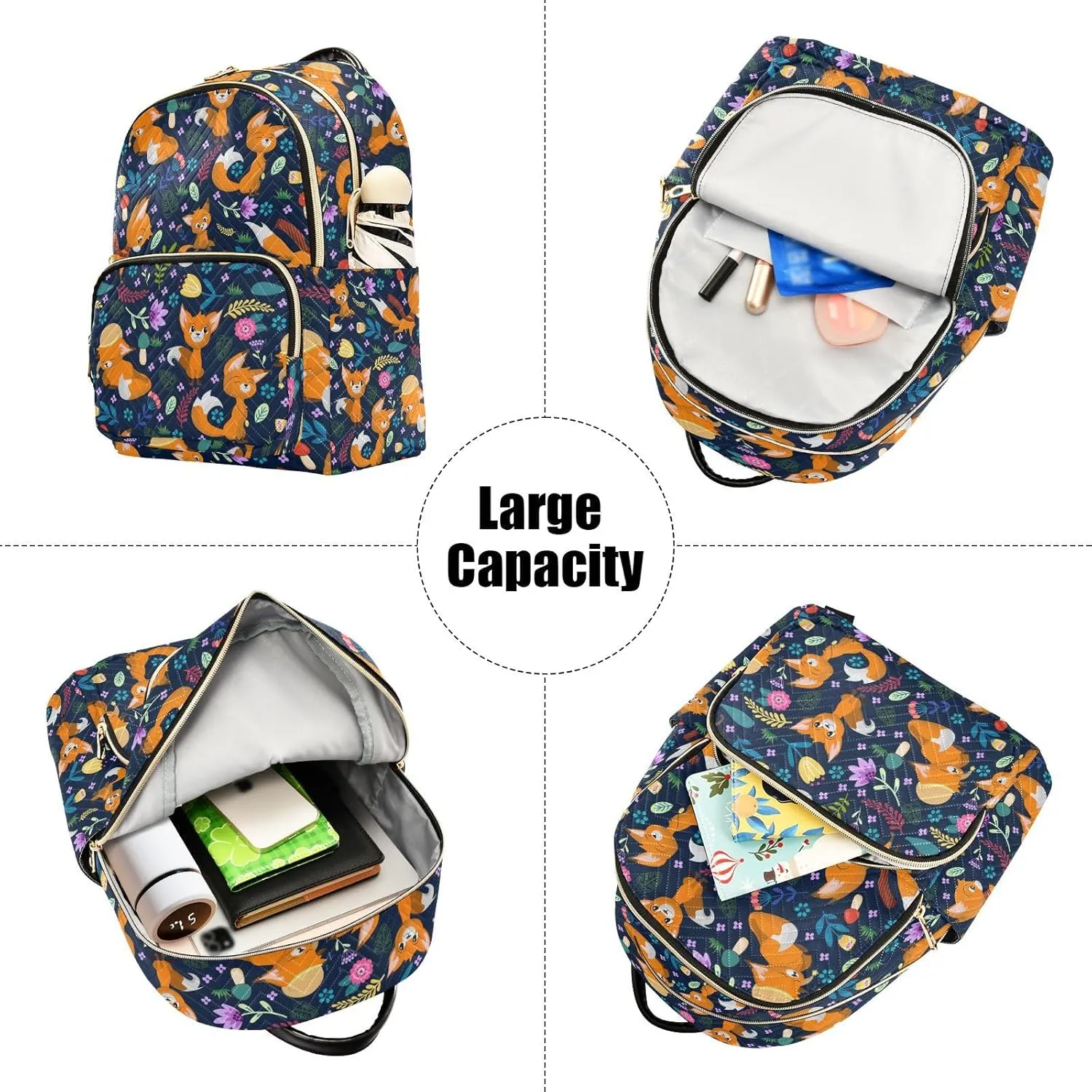 Fox Mini Backpack for Women, Travel Backpack Purse Daypack Shoulder Bag for Ladies