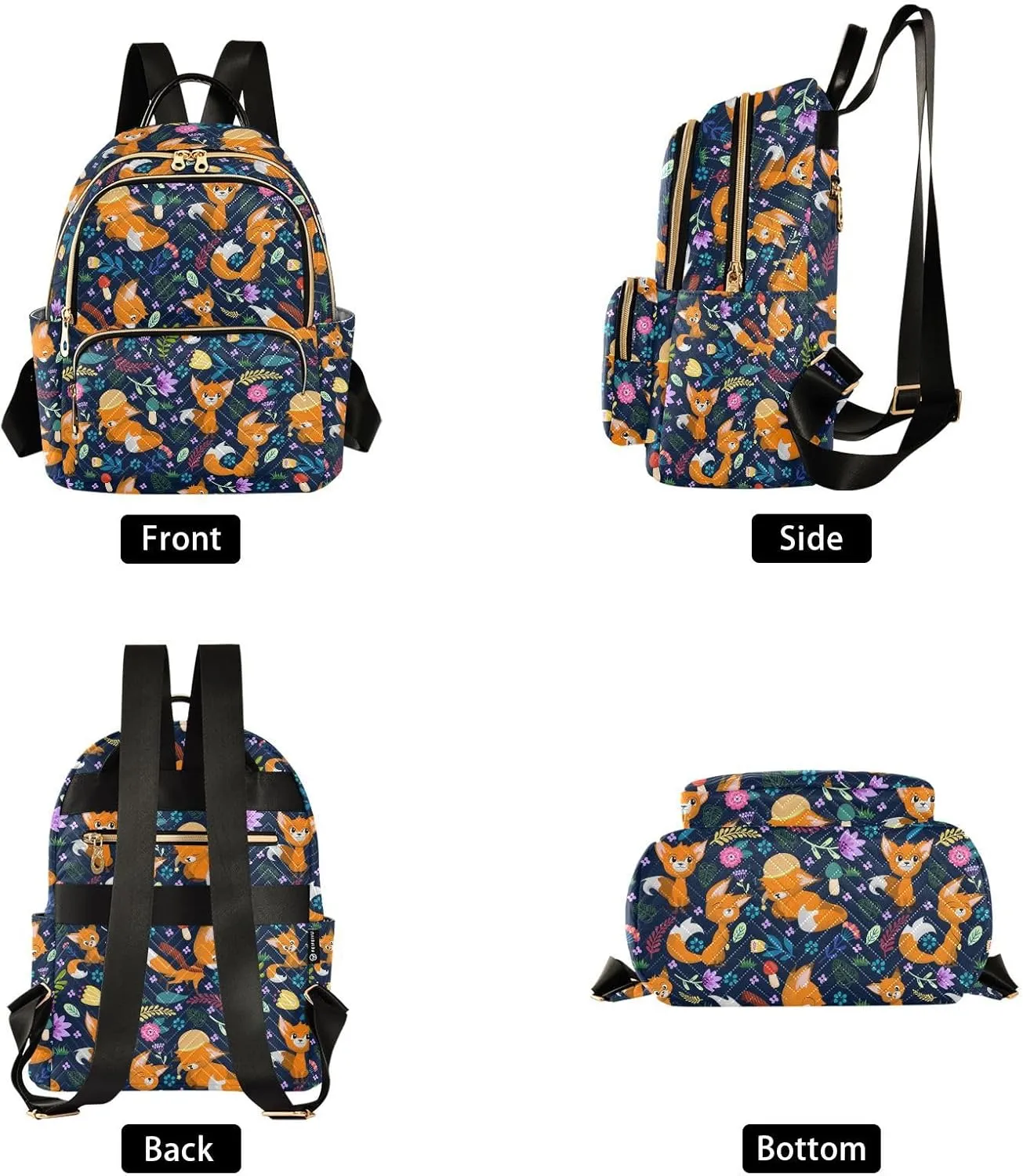 Fox Mini Backpack for Women, Travel Backpack Purse Daypack Shoulder Bag for Ladies