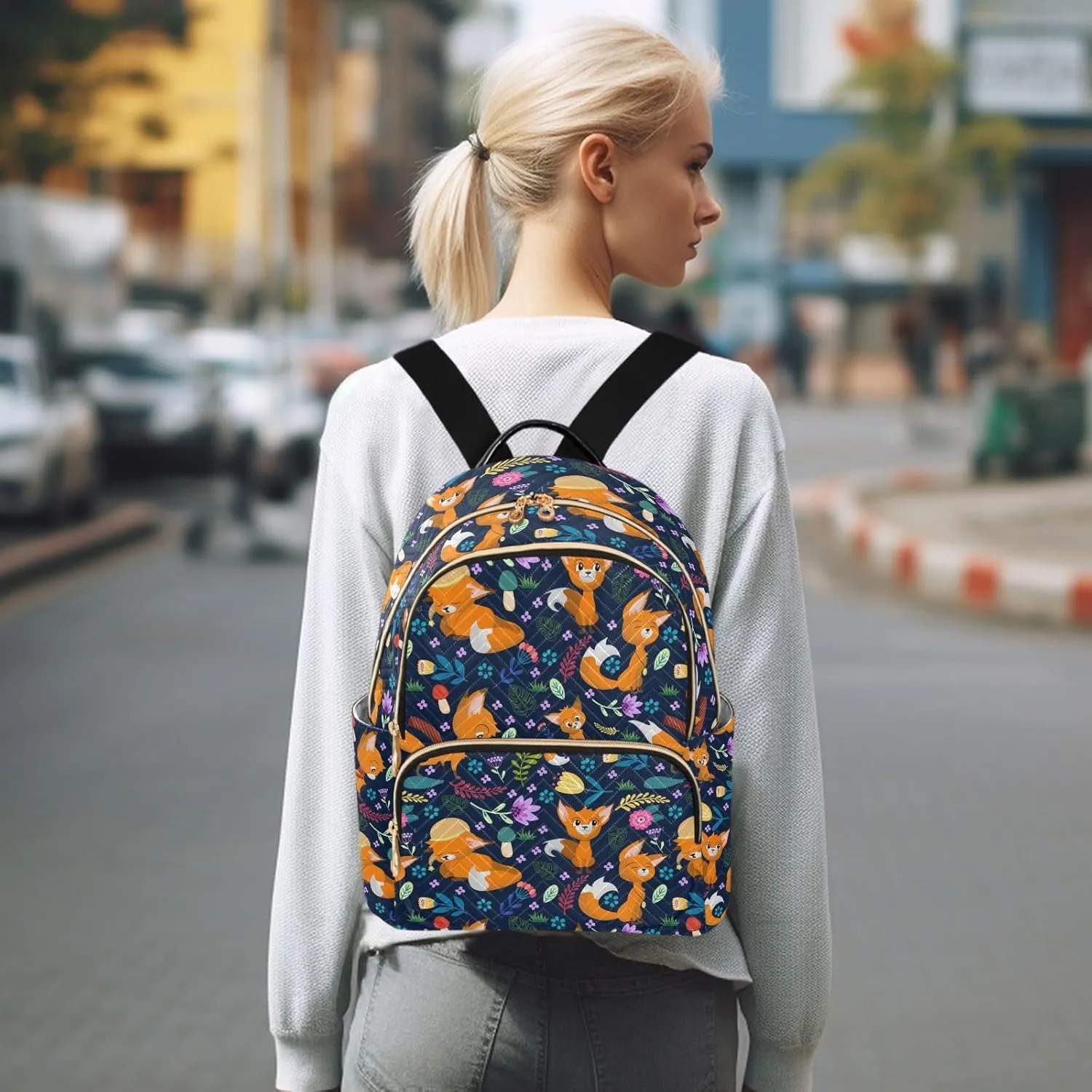 Fox Mini Backpack for Women, Travel Backpack Purse Daypack Shoulder Bag for Ladies