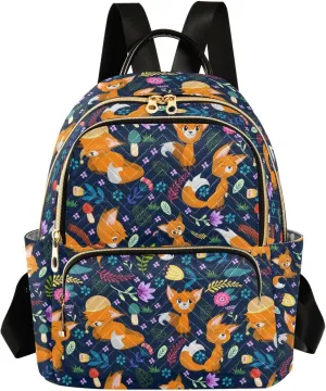 Fox Mini Backpack for Women, Travel Backpack Purse Daypack Shoulder Bag for Ladies