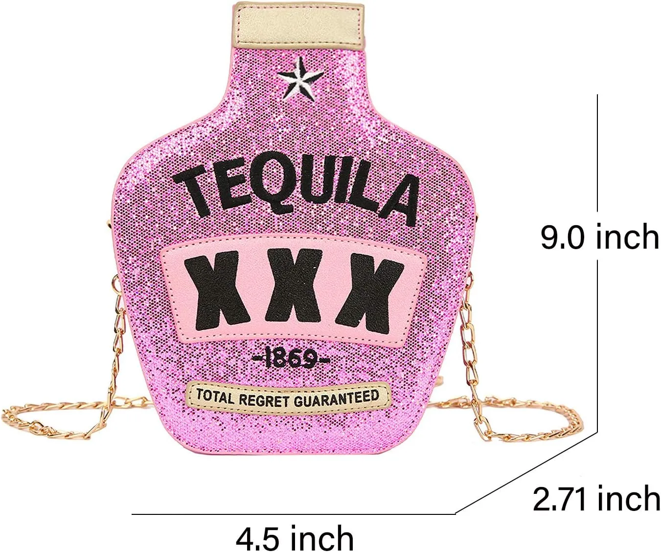 Fozehlad Novelty Tequila Crossbody Bag for Women Bottle Shaped Shoulder Handbags Elegant Evening Purse for Girls