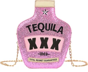 Fozehlad Novelty Tequila Crossbody Bag for Women Bottle Shaped Shoulder Handbags Elegant Evening Purse for Girls