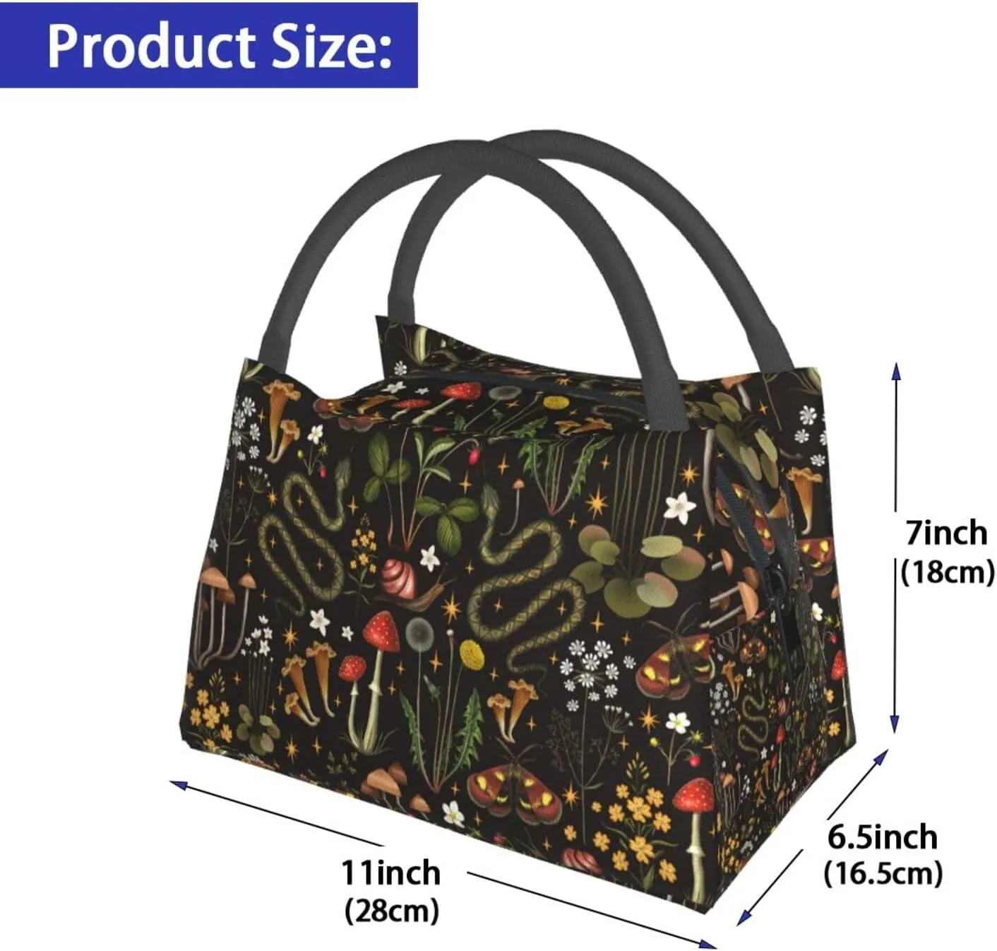 FREEHOTU Forest Animals Mushrooms Insulated Lunch Bags For Women Men, Reusable Lunch Cooler Bags Tote Box Meal Prep For Work Picnics Or Travel