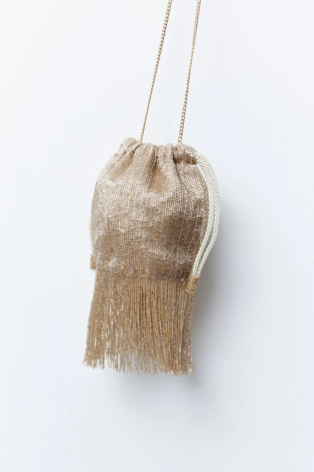Fringed Beads Bag - Gold
