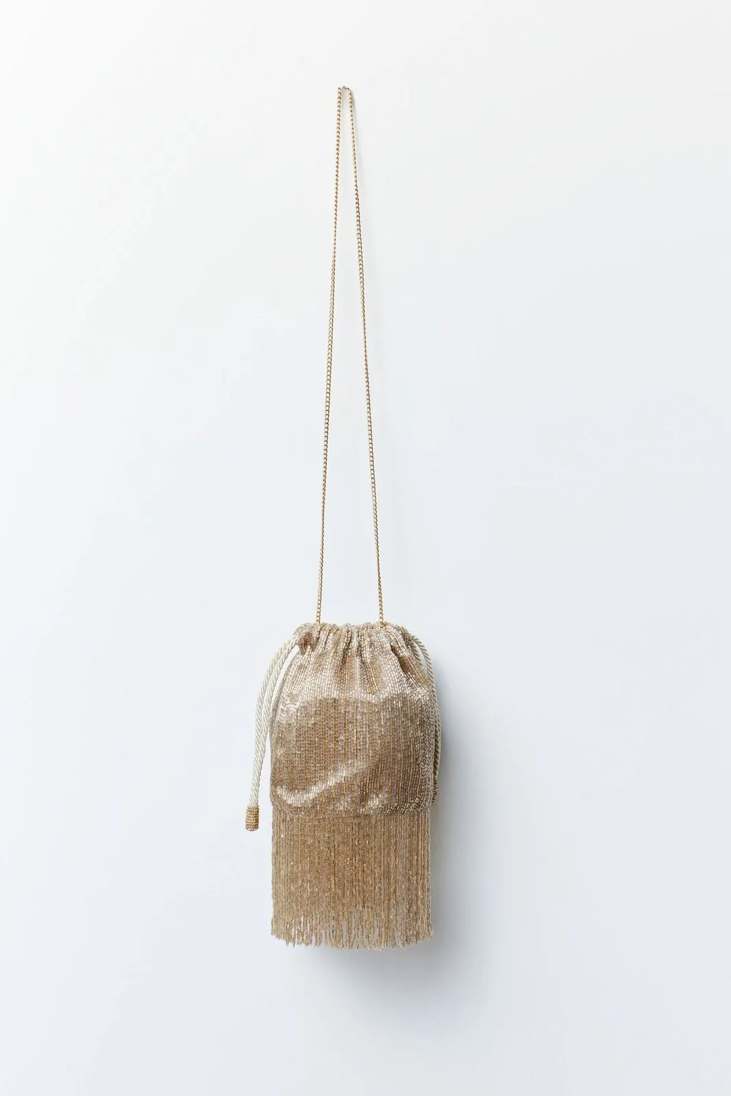Fringed Beads Bag - Gold