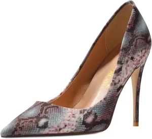 FSJ Women Classic Pointed Toe Snakeskin High Heels Pumps Slip on Stiletto Sparkling Animal Printing Sexy Lady Club Party Evening Dress Shoes Size 4-15 US