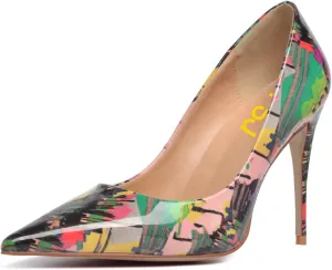 FSJ Women Classic Pointed Toe Snakeskin High Heels Pumps Slip on Stiletto Sparkling Animal Printing Sexy Lady Club Party Evening Dress Shoes Size 4-15 US
