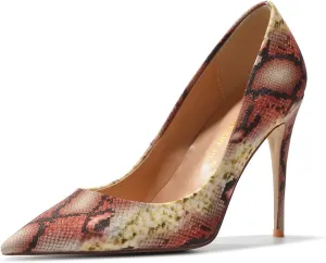 FSJ Women Classic Pointed Toe Snakeskin High Heels Pumps Slip on Stiletto Sparkling Animal Printing Sexy Lady Club Party Evening Dress Shoes Size 4-15 US