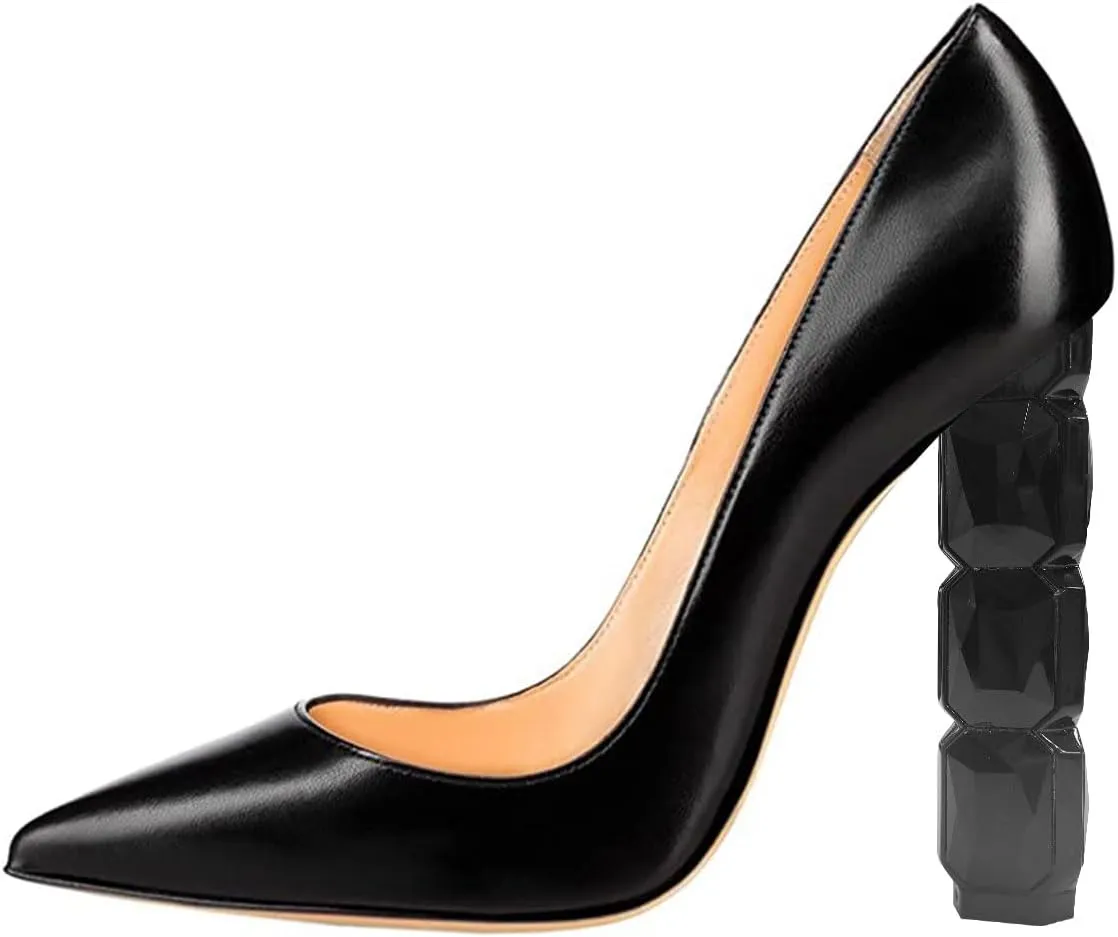 FSJ Women Jeweled High Heel Pointed Toe Pump Slip On Sparkling Crystal Bead Heel Sexy Ladies Bridal Evening Shoes Size 4-15 US