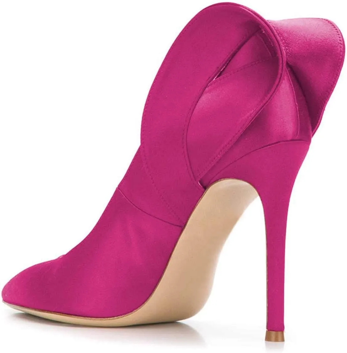 FSJ Women Retro Pointed Toe Slip on Comfort High Thin Heel Satin Pumps Stiletto Dress Office Party Shoes Size 4-15 M US