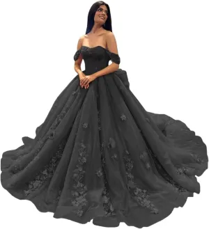 Ftupza 3D Floral Quinceanera Dresses Lace Beaded Party Gowns Off Shoudler Tulle Ball Gown for Sweet 15 16 Dresses