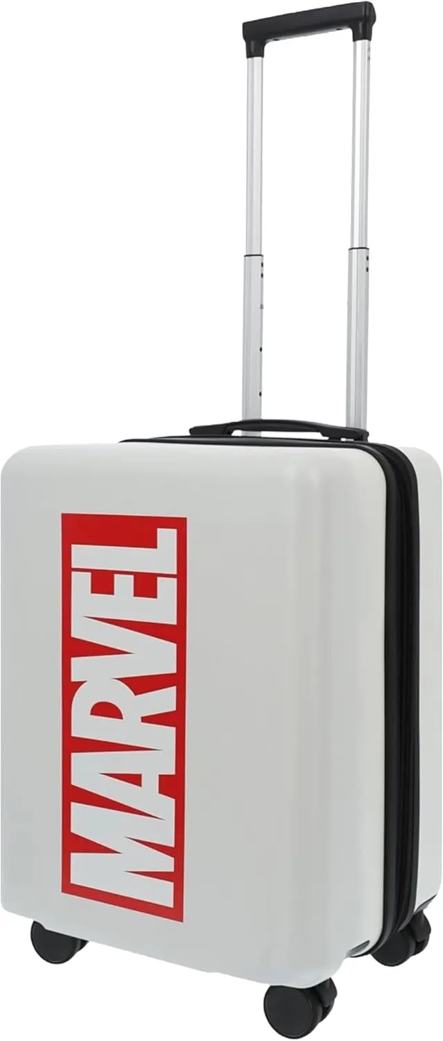 FUL Marvel Logo 22.5 Inch Carry On Luggage, Hardshell Rolling Suitcase with Spinner Wheels, White