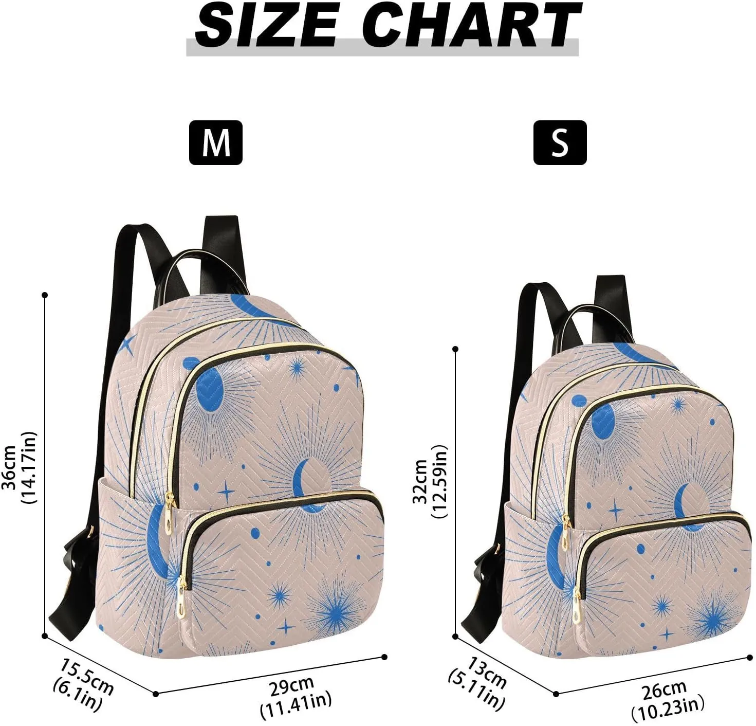 Full Moon with Stars Print Travel Backpack for Women Quilted Bookbag Cute Casual Bag Backpack Lightweight Fashionable Women's Backpack(Small Pattren 4)