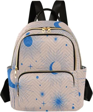 Full Moon with Stars Print Travel Backpack for Women Quilted Bookbag Cute Casual Bag Backpack Lightweight Fashionable Women's Backpack(Small Pattren 4)