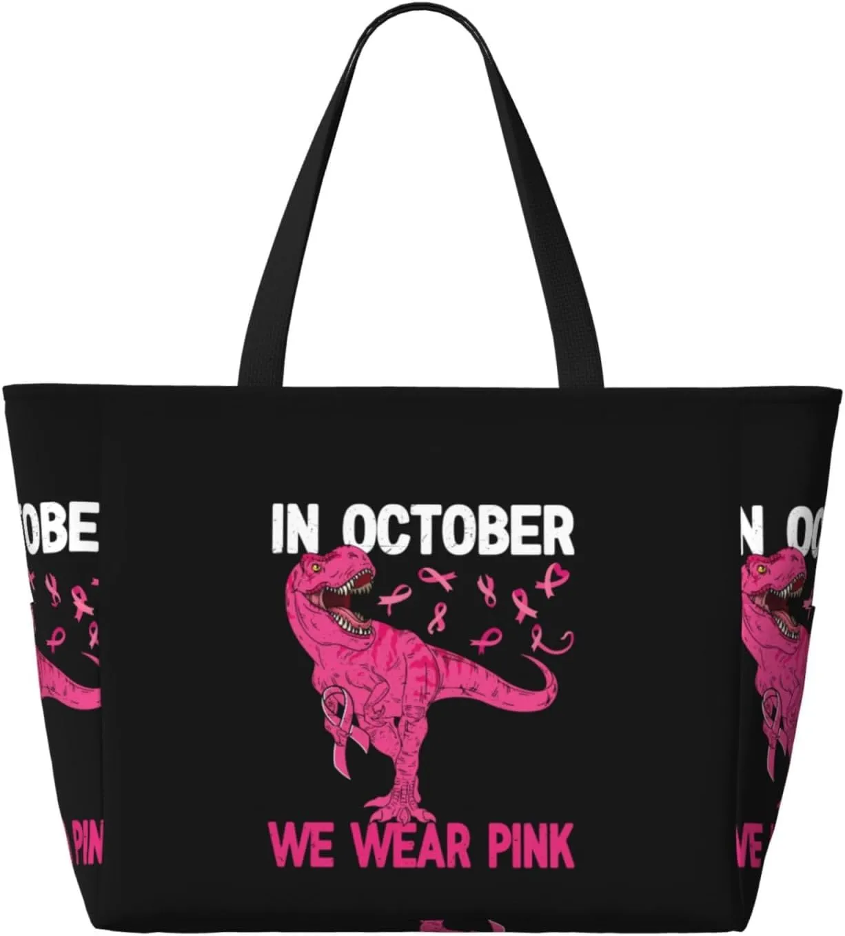 Fun Dinosaur Large Capacity Travel Bag Lightweight Shopping Handbag Beach Tote Bags Casual Work Bag For Women