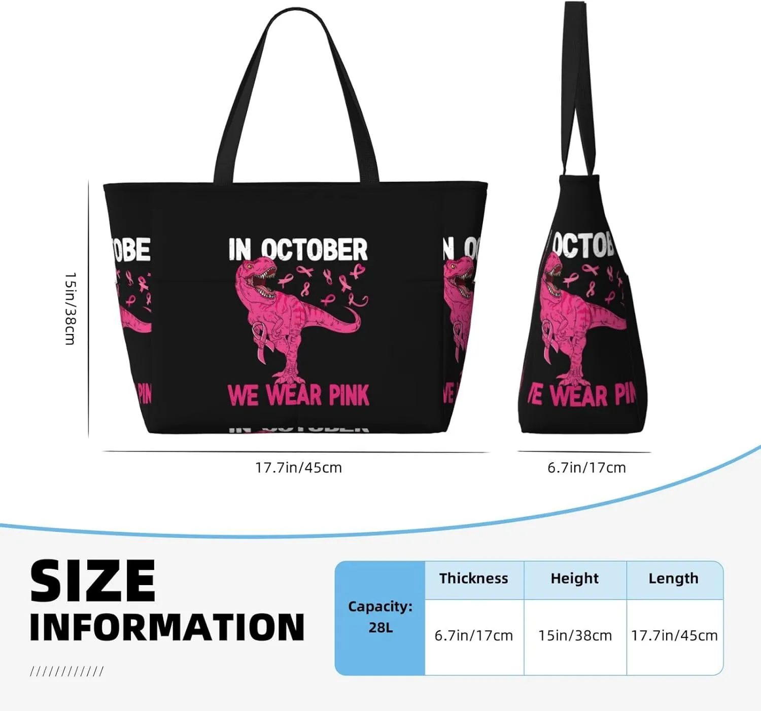 Fun Dinosaur Large Capacity Travel Bag Lightweight Shopping Handbag Beach Tote Bags Casual Work Bag For Women