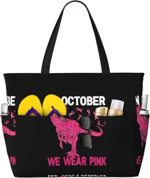Fun Dinosaur Large Capacity Travel Bag Lightweight Shopping Handbag Beach Tote Bags Casual Work Bag For Women