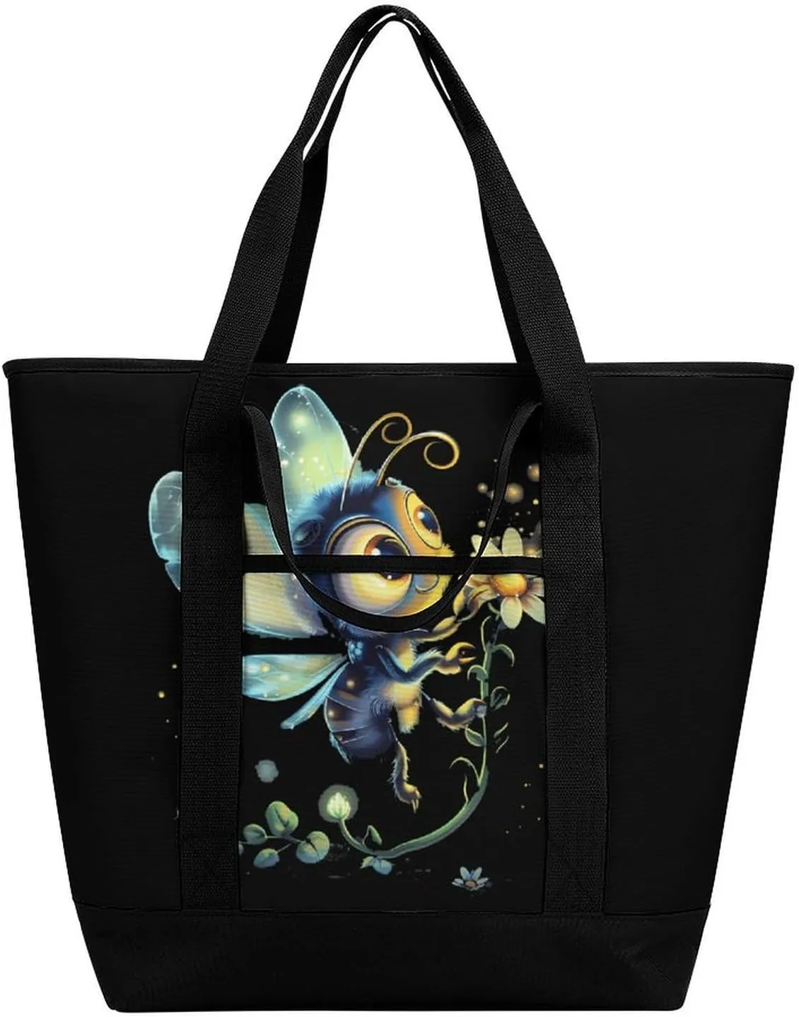 Funny Firefly Bugs Insects Shopping Bags Insulated Lunch Bag Shoulder Grocery Bags for Work Travel Beach