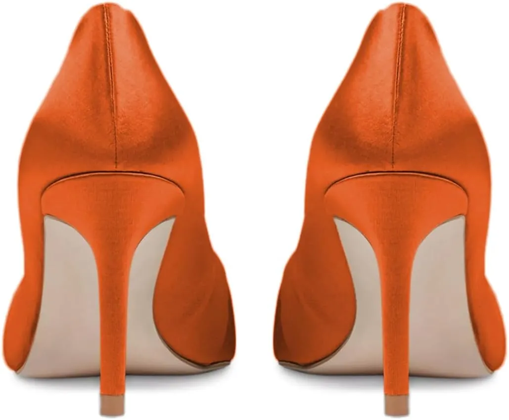 FYS Women's Pointed Toe Folds Pumps Slip on Stiletto High Heels Formal Party Office Evening Shoes Size 4-16 US