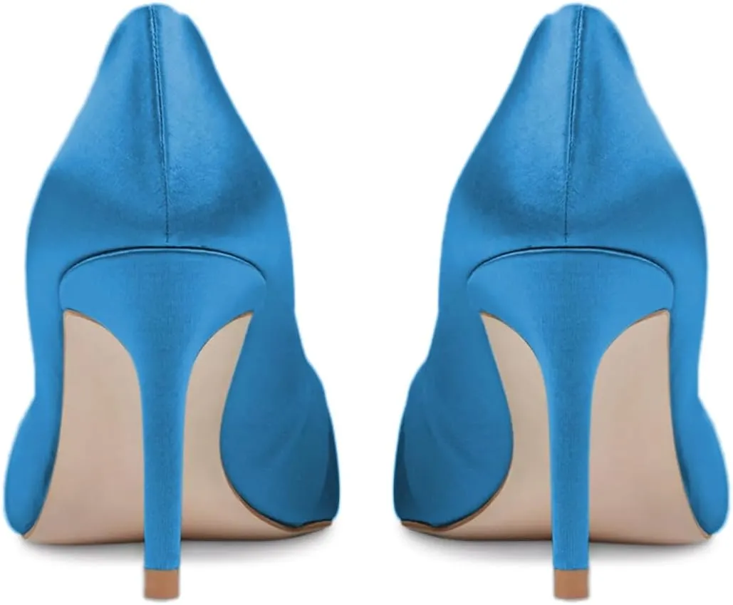 FYS Women's Pointed Toe Folds Pumps Slip on Stiletto High Heels Formal Party Office Evening Shoes Size 4-16 US