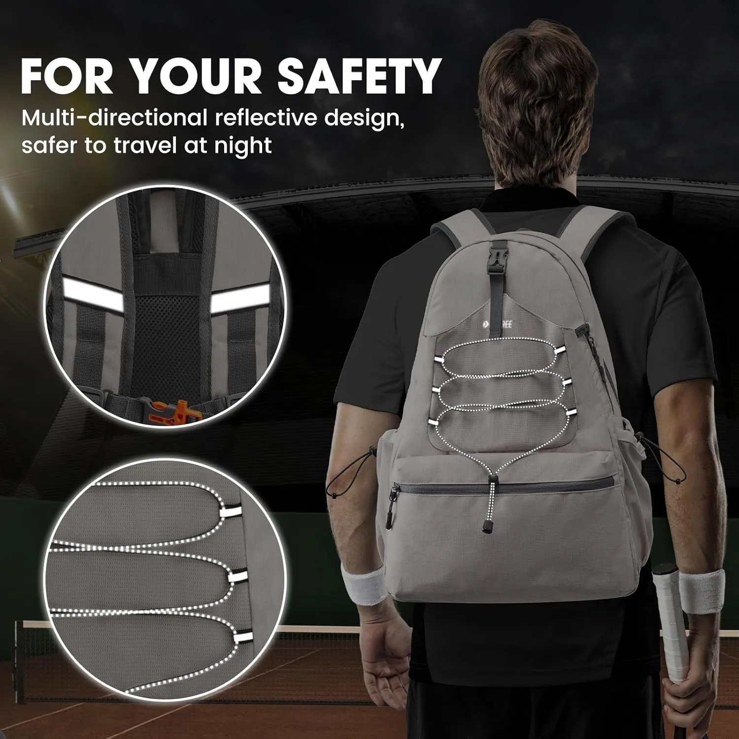 G4Free Tennis Bag, Tennis Backpack for Women Men, Large Pickleball Bag, Holds 4 Rackets with Shoe