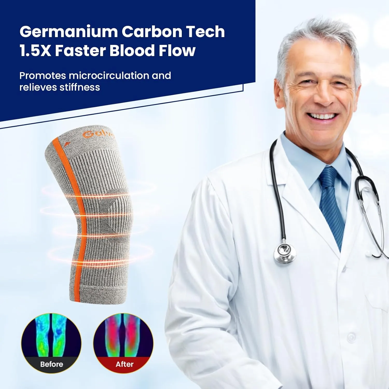 Galvaran Compression Knee Brace for Women & Men – Knee Support Sleeve for ACL, MCL, Meniscus Pain Relief, Joint Swelling & Injury Recovery | Skin-Friendly Anti-Slip Design | Daily Use & Sports