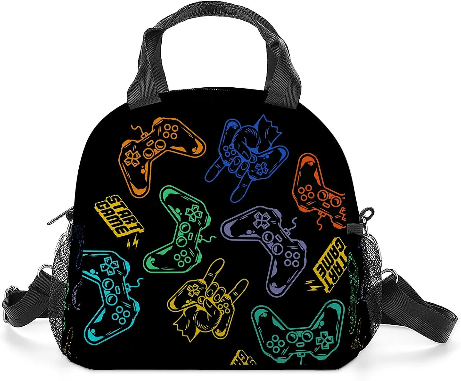 Game Lunch Box For Girls,Gamer Lunch Bag for Boys,Insulated Game Lunch Bag with Adjustable Shoulder Strap for School Students Office,Work,Picnic,Camping