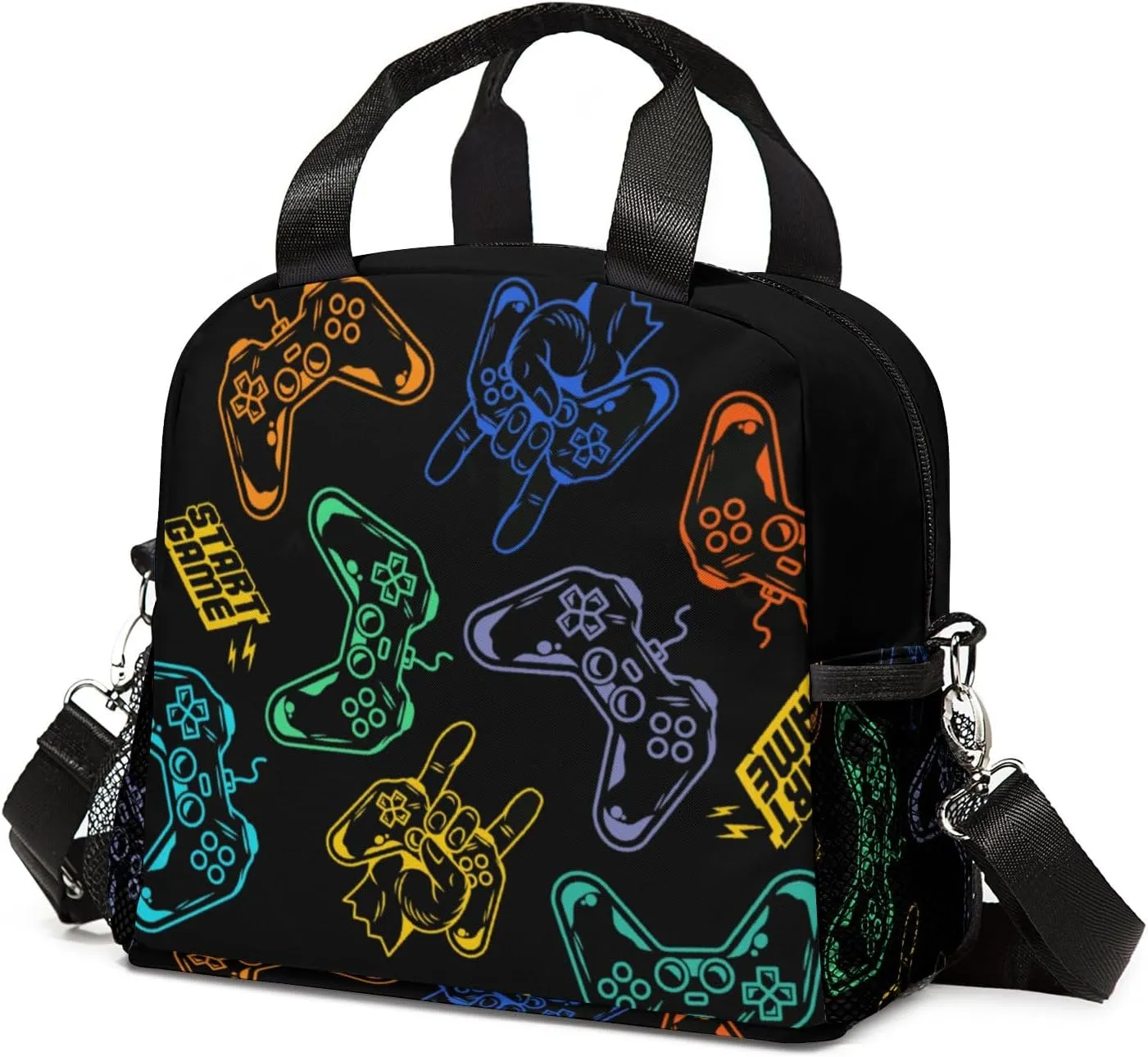 Game Lunch Box For Girls,Gamer Lunch Bag for Boys,Insulated Game Lunch Bag with Adjustable Shoulder Strap for School Students Office,Work,Picnic,Camping
