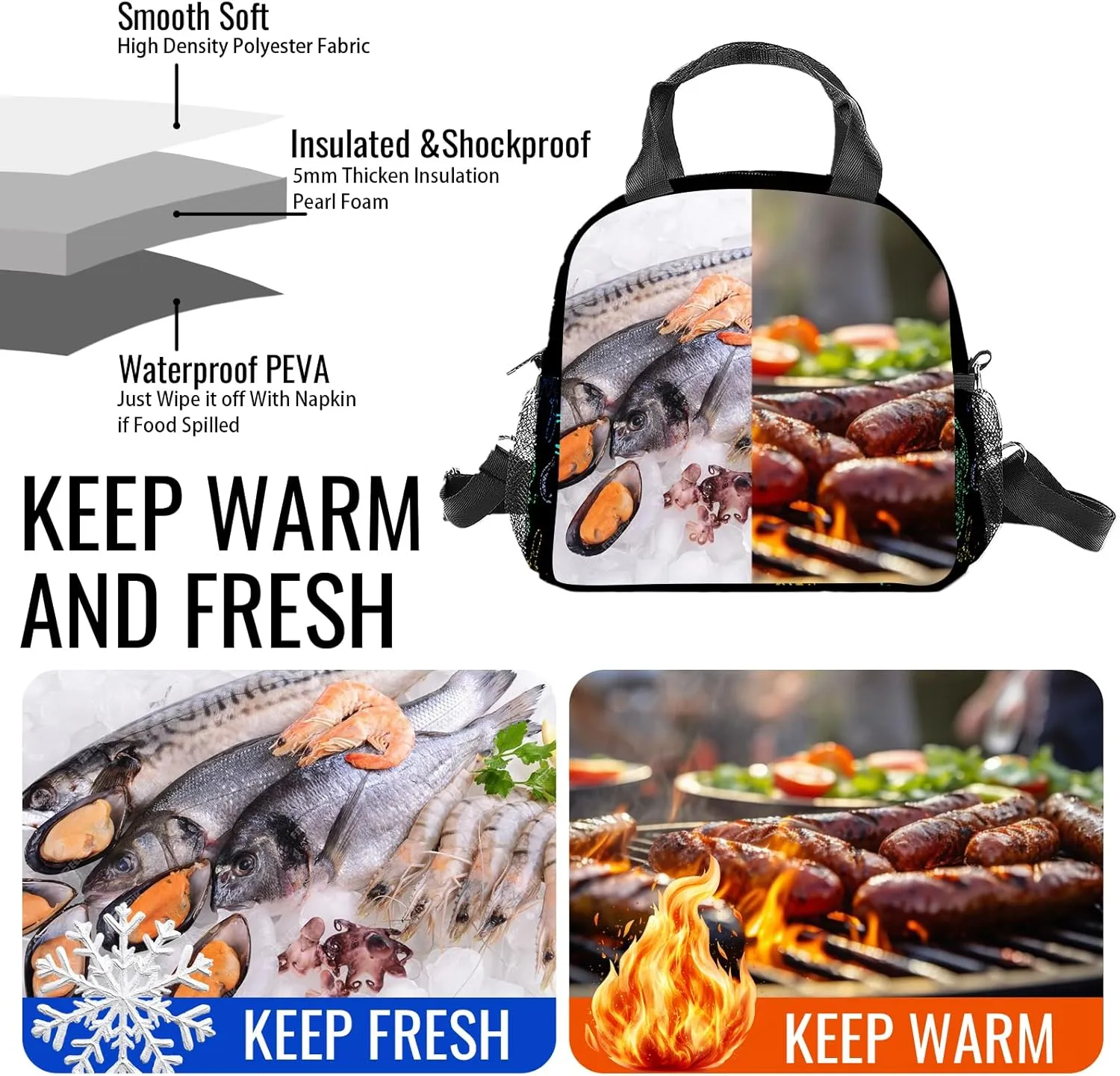 Game Lunch Box For Girls,Gamer Lunch Bag for Boys,Insulated Game Lunch Bag with Adjustable Shoulder Strap for School Students Office,Work,Picnic,Camping