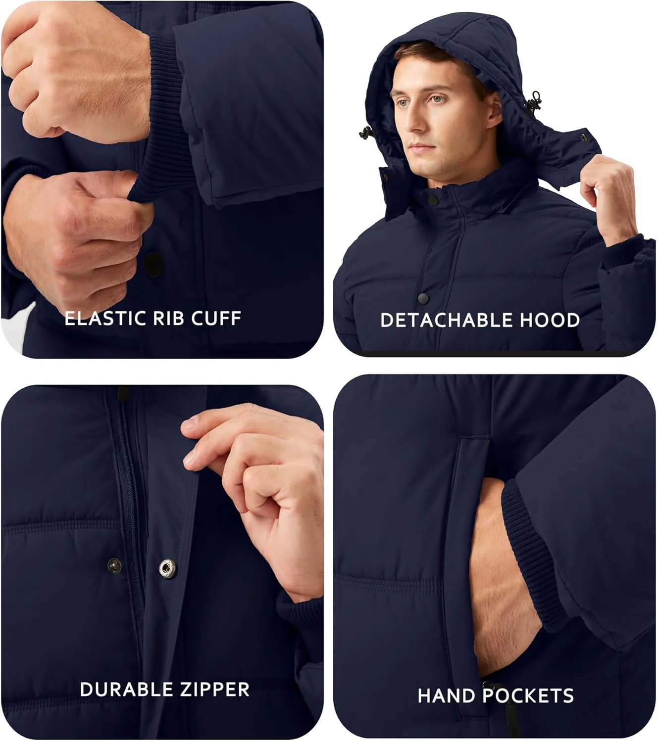 GGleaf Men's Hooded Winter Coat Warm Puffer Jacket Thicken Quilted Jacket