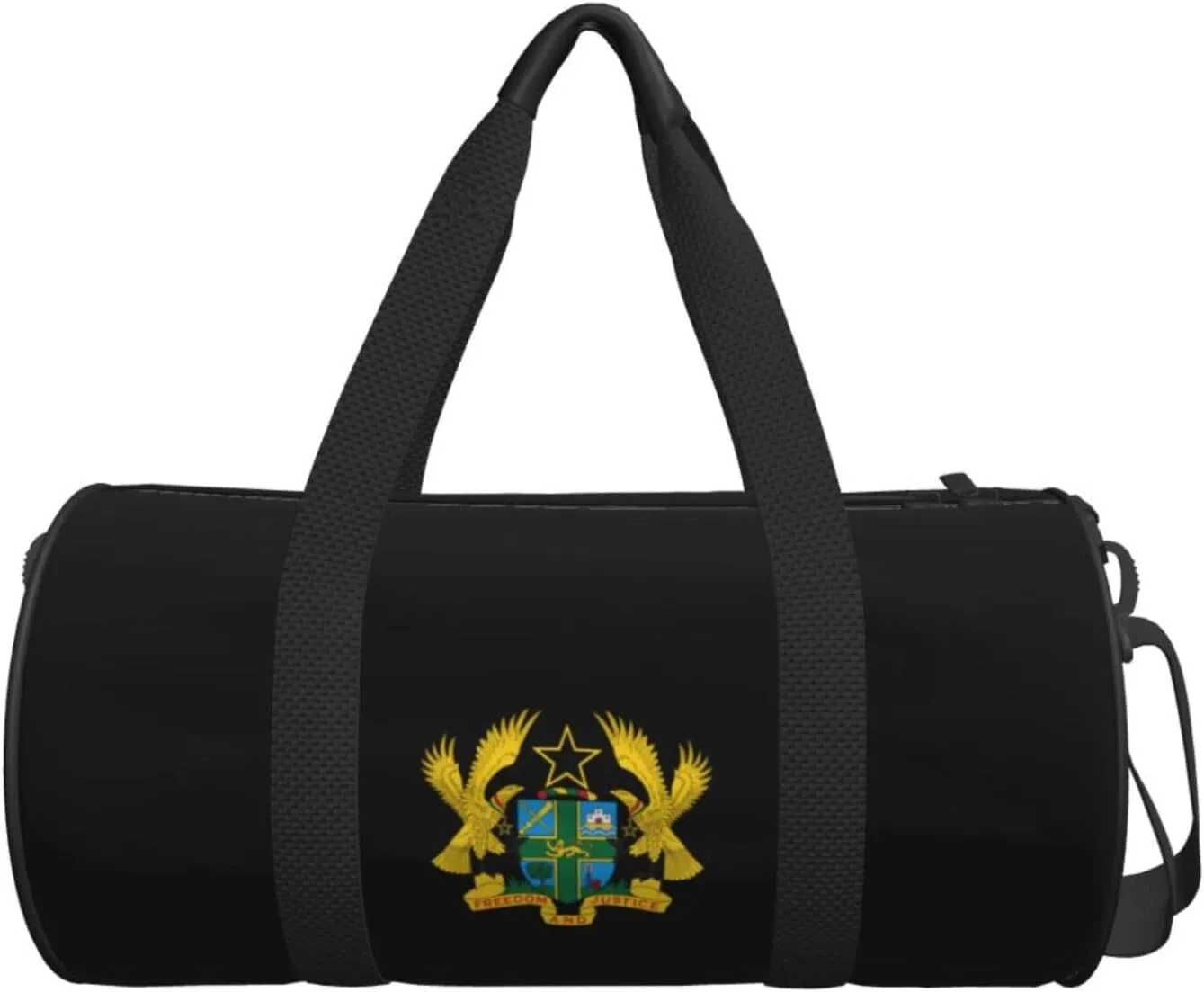 Ghana Coat Of Arms Travel Luggage Duffel Bag Sports Rolling Foldable Duffel Bag, Black