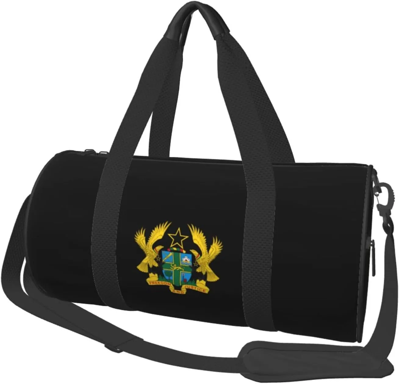Ghana Coat Of Arms Travel Luggage Duffel Bag Sports Rolling Foldable Duffel Bag, Black