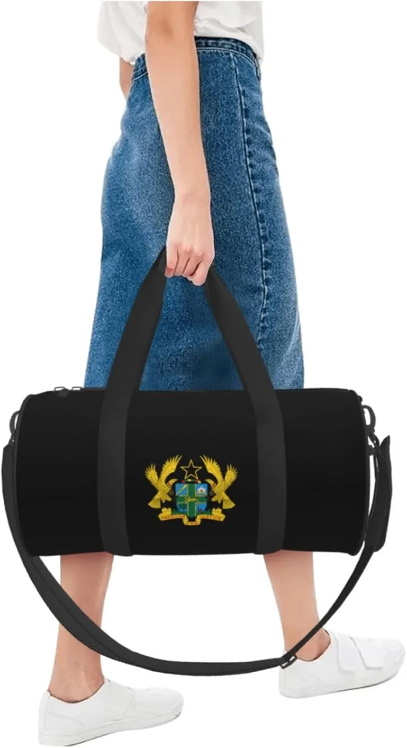 Ghana Coat Of Arms Travel Luggage Duffel Bag Sports Rolling Foldable Duffel Bag, Black