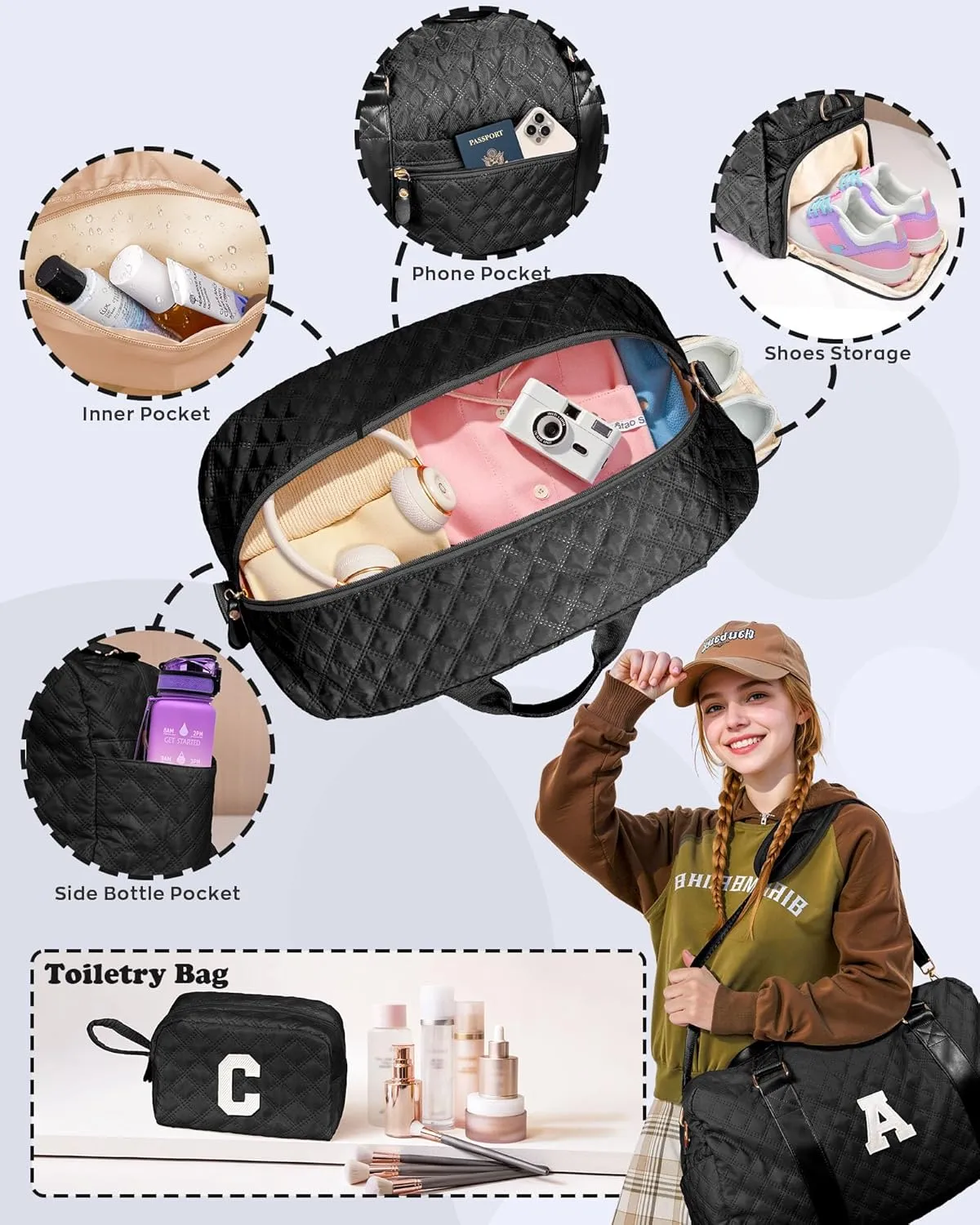 Gifts for Girls 10 11 12 13 14 15 16 17 18 year old, Birthday Gifts,Duffel Gym Bag, Gifts for Kids, Overnight Bag, Granddaughter Gifts