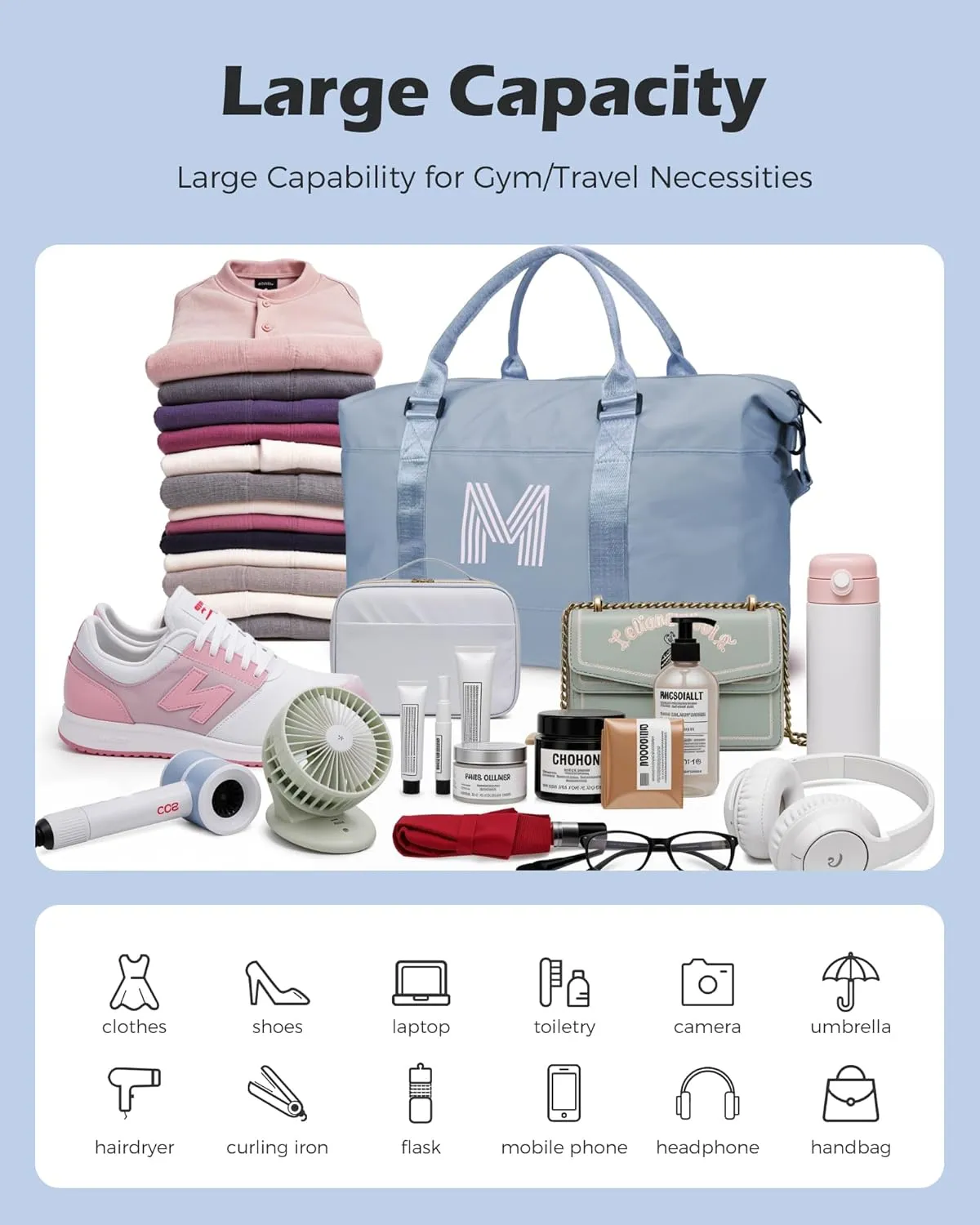 Gifts for Girls - 5 6 7 8 9 10 11 12 13 14 15 16 Year Old,Daughter Gift from Mom, Initial Travel Duffel Bag, Weekender Bag, Niece Gifts graduate gifts for her Birthday Gifts (Letter F)