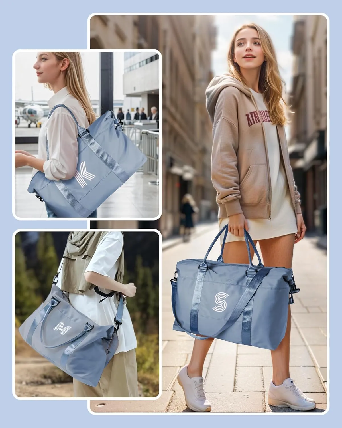 Gifts for Girls - 5 6 7 8 9 10 11 12 13 14 15 16 Year Old,Daughter Gift from Mom, Initial Travel Duffel Bag, Weekender Bag, Niece Gifts graduate gifts for her Birthday Gifts (Letter F)