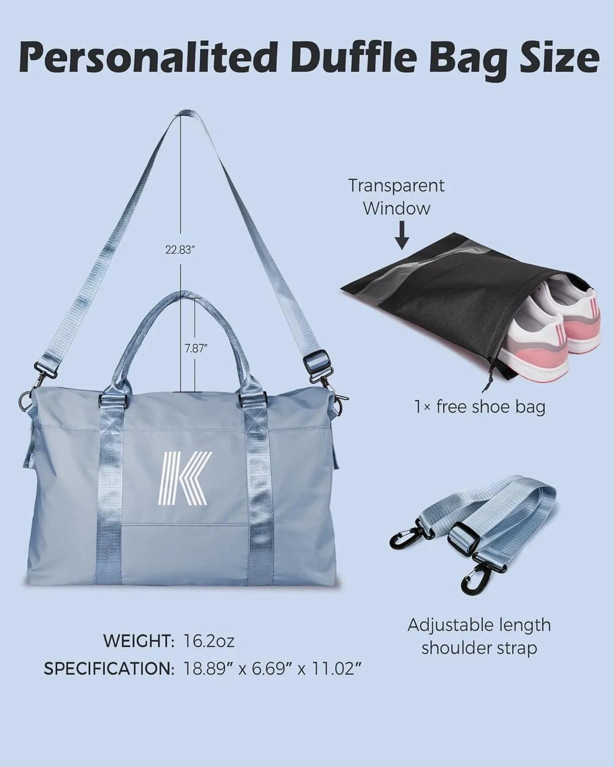 Gifts for Girls - 5 6 7 8 9 10 11 12 13 14 15 16 Year Old,Daughter Gift from Mom, Initial Travel Duffel Bag, Weekender Bag, Niece Gifts graduate gifts for her Birthday Gifts (Letter F)