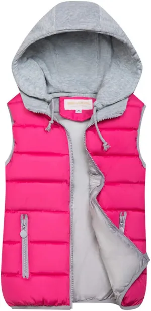 Gihuo Women's Puffer Vest Zip Up Quilted Padded Winter Sleeveless Hooded Vest Gilet Warm Jacket Outerwear Vest