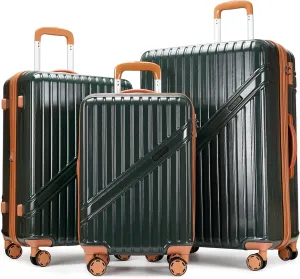 GinzaTravel Luggage Sets 3-Piece Expandable Suitcases with Wheels PC ABS Durable Hardside Luggage sets TSA lock