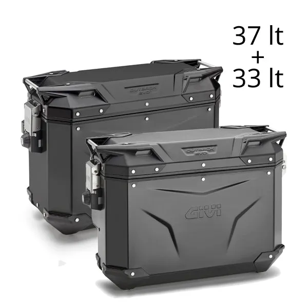 Givi Trekker Outback EVO 37 & 33 lt (contoured) Cam-Side Black (pair)
