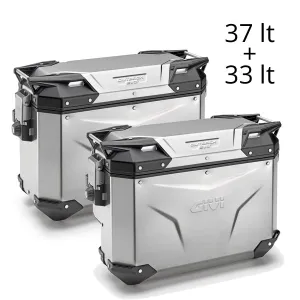 Givi Trekker Outback EVO 37 & 33 lt (Contoured) Cam-Side Silver (pair)