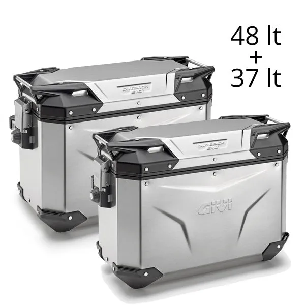 Givi Trekker Outback EVO 48 & 37 lt Cam-Side Cases Silver (pair)