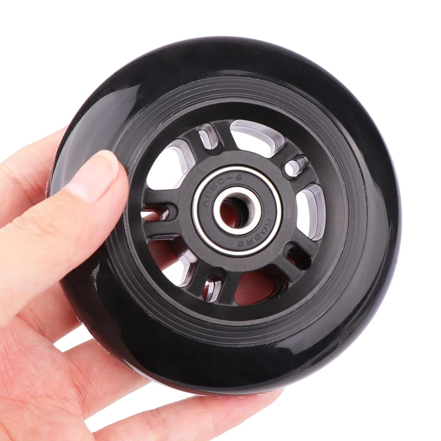 Gladder Luggage Suitcase Replacement Wheels Silent PU Caster Inline Wheels w/ABEC7 608-2RS Bearings 6mm Axles Washer Universal Repair Kit (90x24mm)