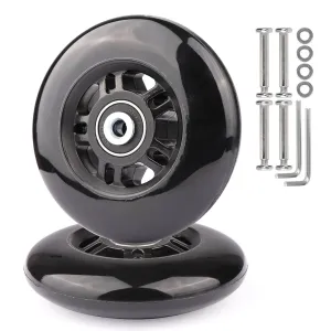 Gladder Luggage Suitcase Replacement Wheels Silent PU Caster Inline Wheels w/ABEC7 608-2RS Bearings 6mm Axles Washer Universal Repair Kit (90x24mm)