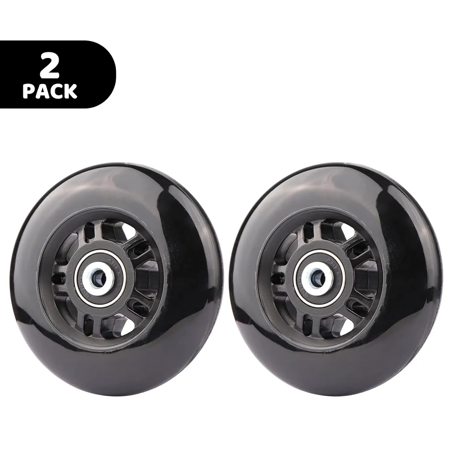 Gladder Luggage Suitcase Replacement Wheels Silent PU Caster Inline Wheels w/ABEC7 608-2RS Bearings 6mm Axles Washer Universal Repair Kit (90x24mm)