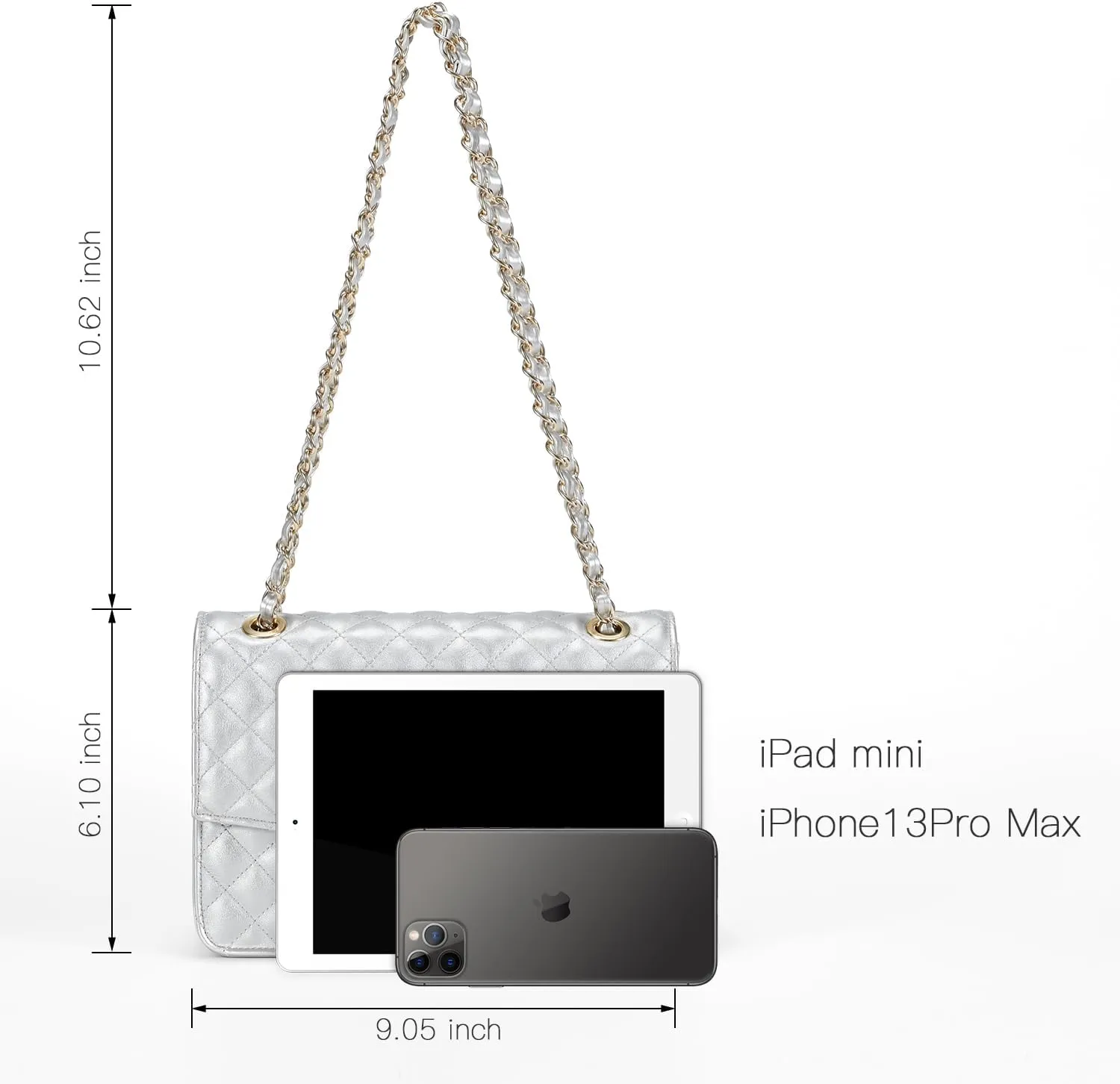 GM LIKKIE Quilted Shoulder Bag for Women, Medium Flap Crossbody Handbag with Chain Strap, Soft Vegan Leather Clutch Purse