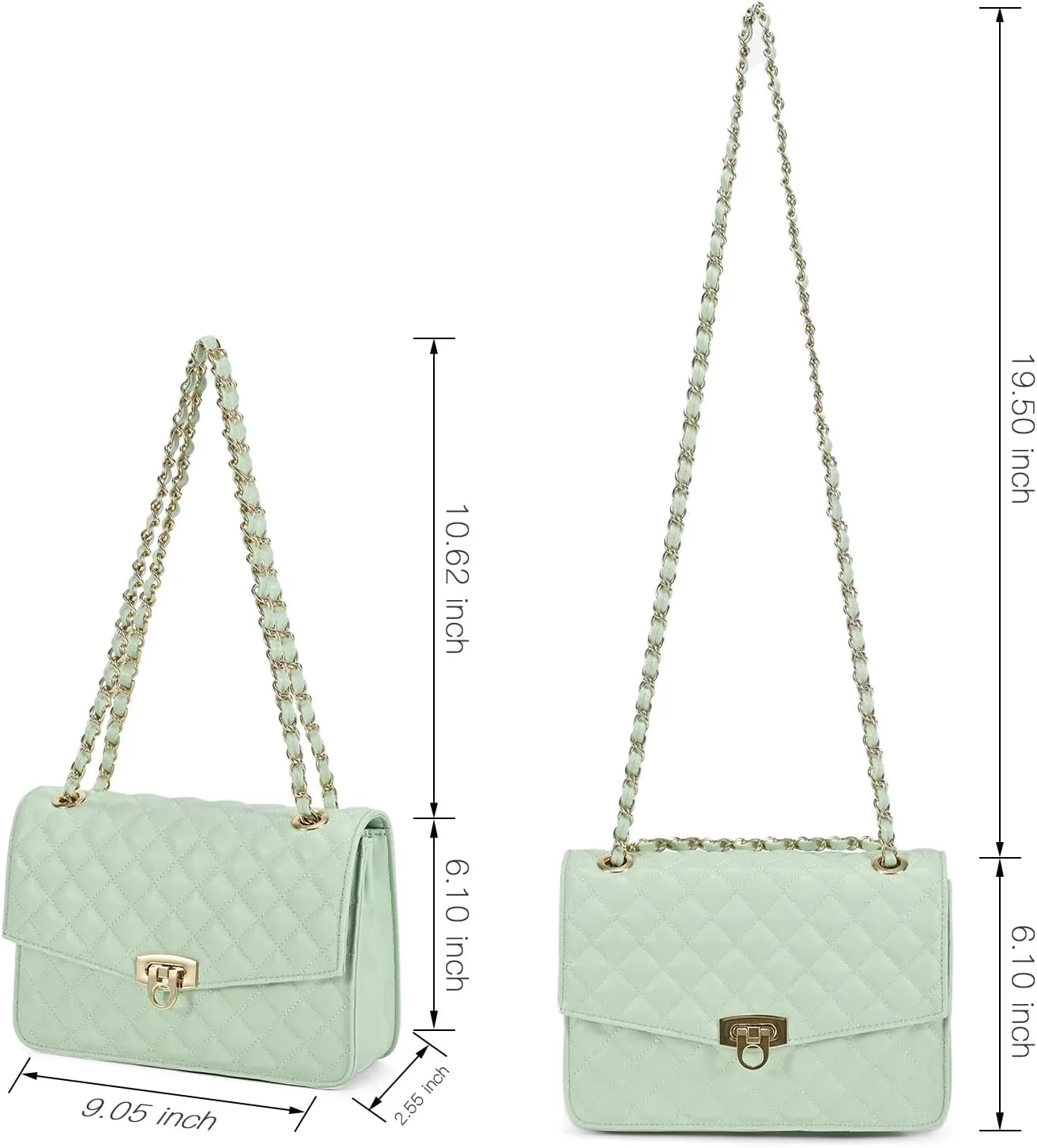 GM LIKKIE Quilted Shoulder Bag for Women, Medium Flap Crossbody Handbag with Chain Strap, Soft Vegan Leather Clutch Purse